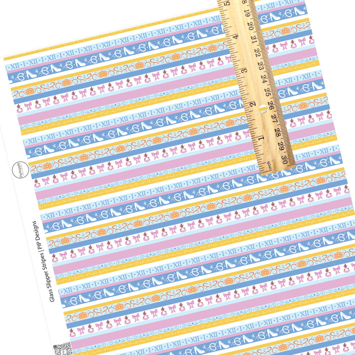 Glass slipper princess blue and pink stripes faux leather sheets