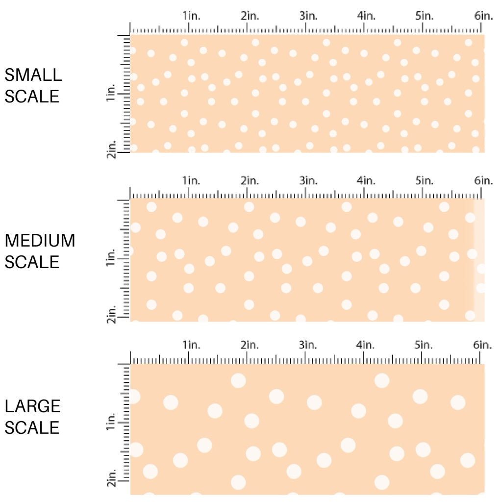 These spring fabric by the yard features boho dots on peach. This fun pattern fabric can be used for all your sewing and crafting needs!