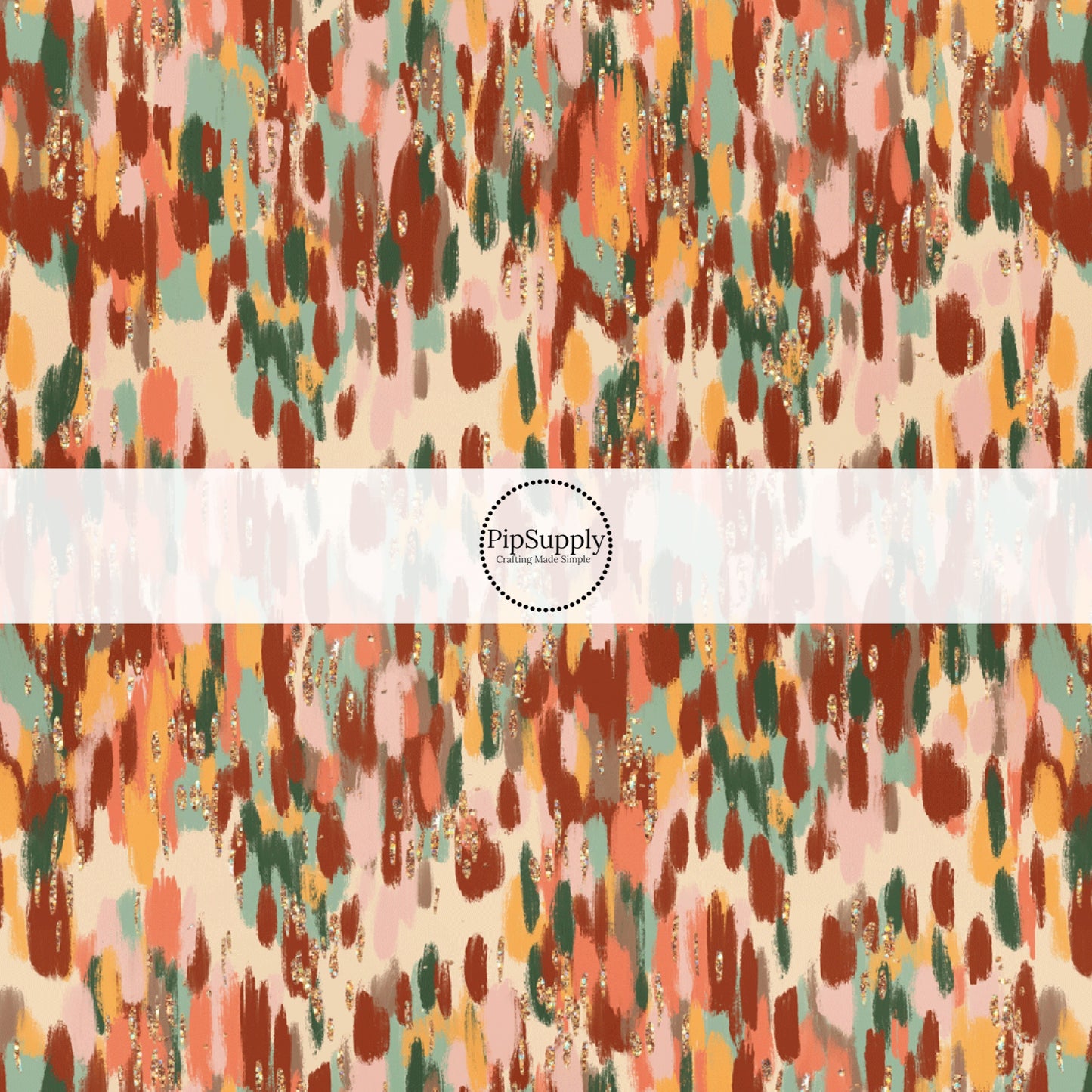 These fall dot themed neutral fabric by the yard features small splatter dots in brown, cream, orange, peach, light pink, mint, and dark green along with tiny cream and gold dots. This fun fall themed fabric can be used for all your sewing and crafting needs!