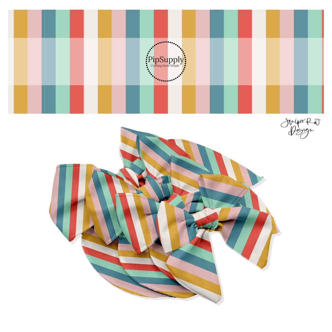 Back To School Multi Stripes Hair Bow Strips
