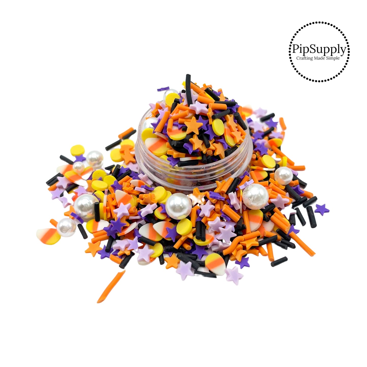 Pearls, candy corn, sprinkles, stars, and dots clay slice mix