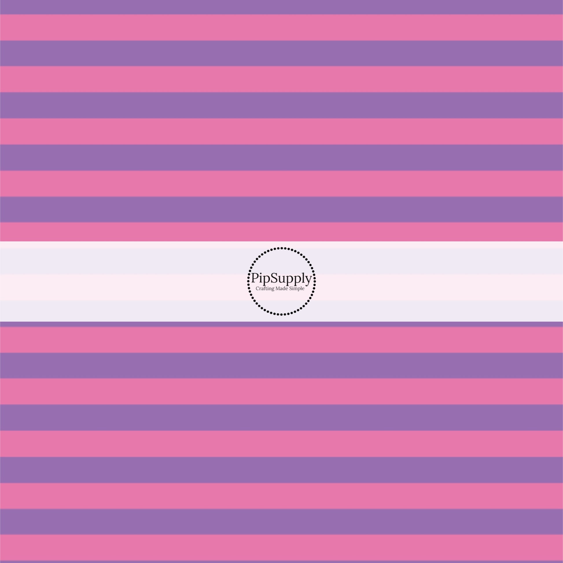 This magical childhood adventure inspired fabric by the yard features the following design: pink and purple stripes. This fun themed fabric can be used for all your sewing and crafting needs!