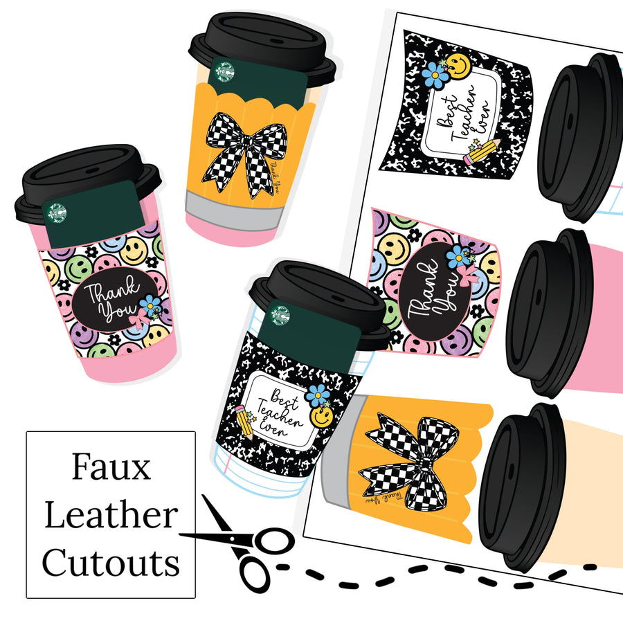 These teacher and school themed printed faux leather sheets or digital file download are ready to cut and assemble for many craft projects. These patterned cutouts can be used to make gift card holders, photo props, scrapbooks, party or classroom decorations, bulletin board trim or anything creative!