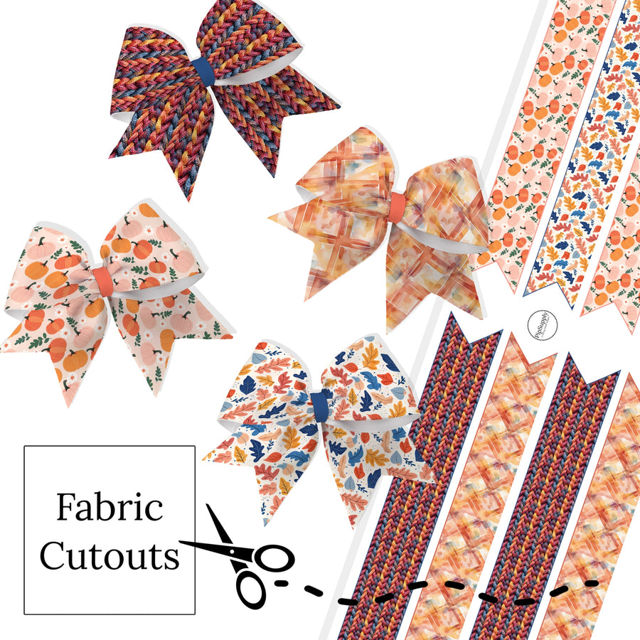 These fall themed neoprene cheer bows can be quickly cut and assembled for a trendy bow. They're ideal for easy at-home styling, individual use, or even resale. Get creative and add a splash of color to your look with these low-maintenance bows.