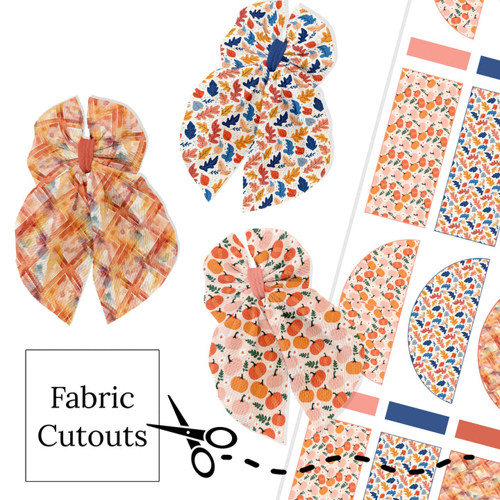 These fall themed sailor bows can be quickly cut and assembled for a trendy seasonal bow. They're ideal for easy at-home styling, individual use, or even resale. Get creative and add a splash of color to your look with these low-maintenance bows – perfect for this upcoming fall.