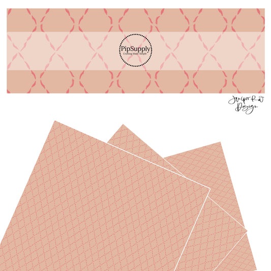 These spring stitched pattern faux leather sheets contain the following design elements: pink coquette stitched diamond pattern. Our CPSIA compliant faux leather sheets or rolls can be used for all types of crafting projects. 