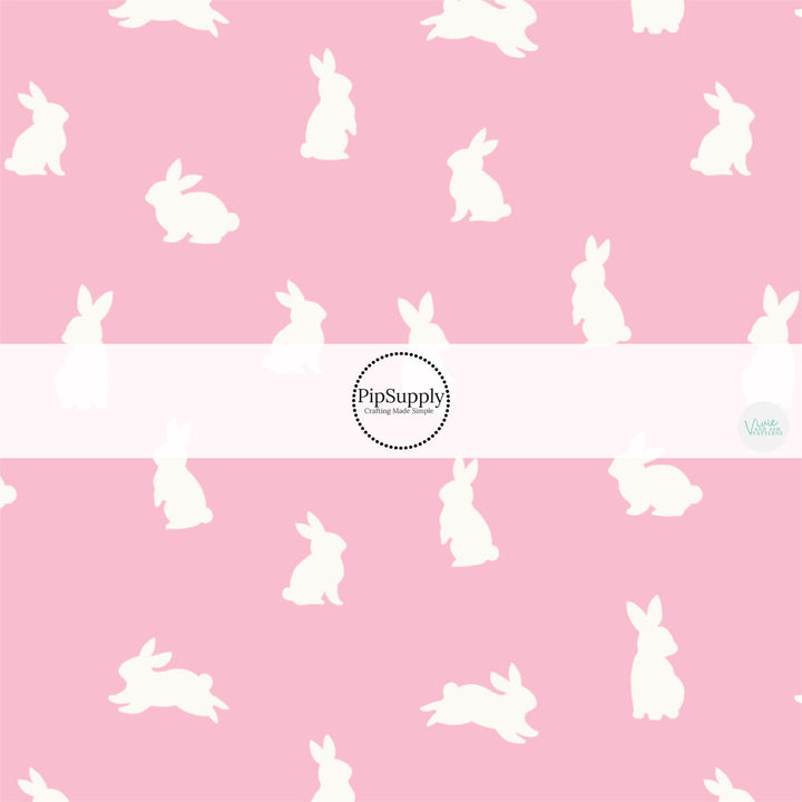 These spring pattern themed no sew bow strips can be easily tied and attached to a clip for a finished hair bow. These patterned bow strips are great for personal use or to sell. These bow strips features cream bunnies on light pink.