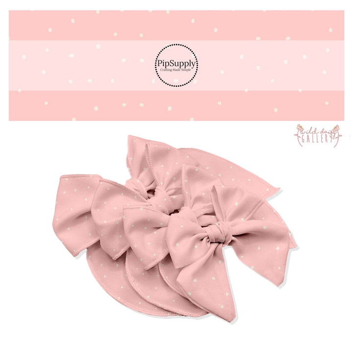 These fun summer dot themed bow strips features small white dots scattered on light pink are great for personal use or to sell.