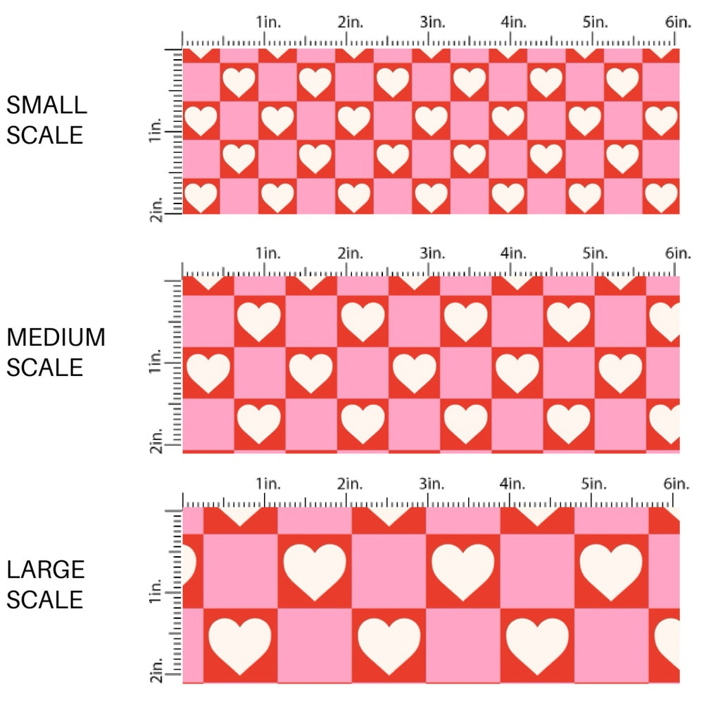 This holiday fabric by the yard features hearts on red and pink checkers. This festive pattern fabric can be used for all your sewing and crafting needs!