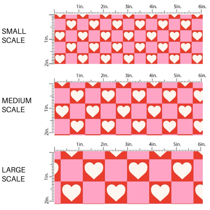 This holiday fabric by the yard features hearts on red and pink checkers. This festive pattern fabric can be used for all your sewing and crafting needs!