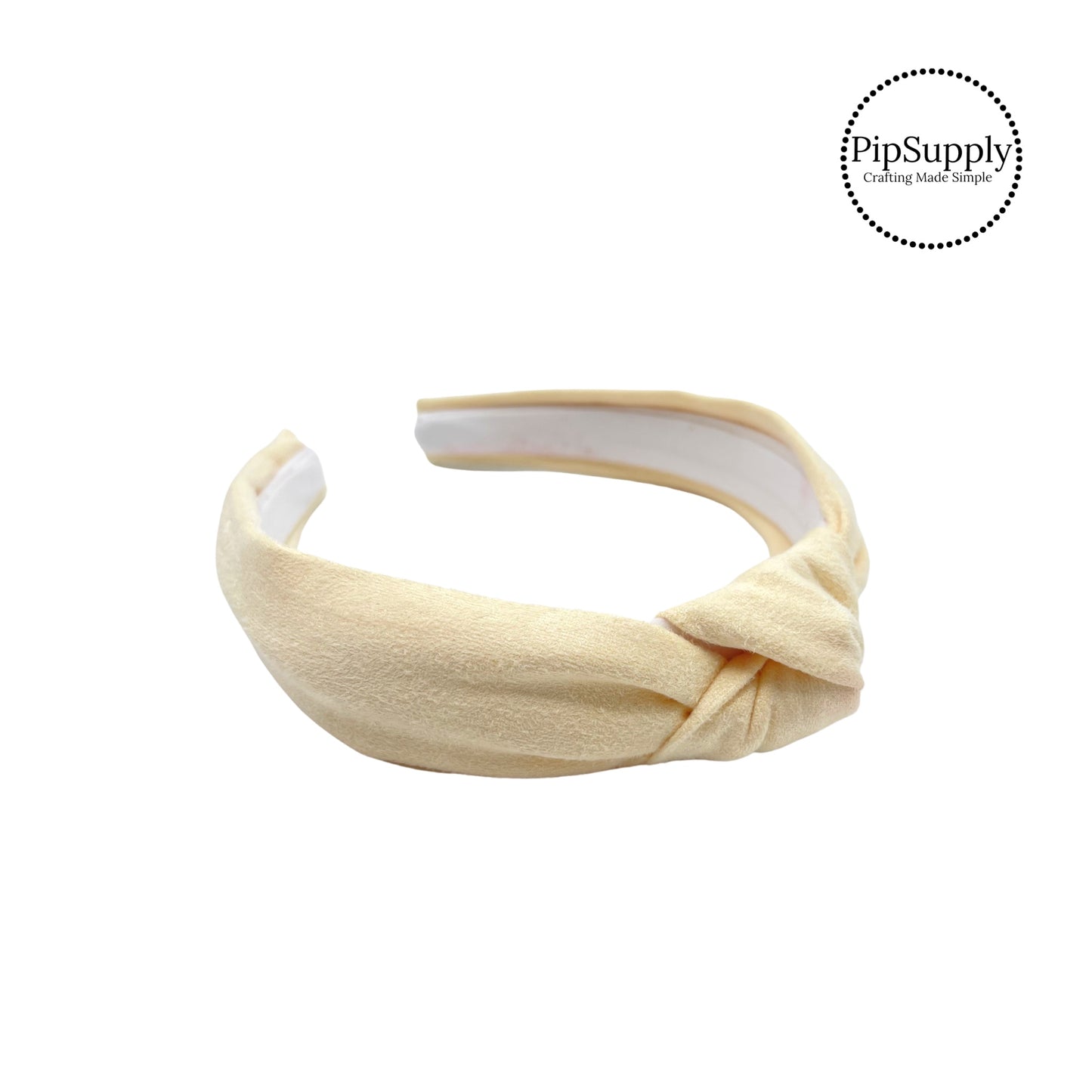 Cream Soft Faux Suede Knotted Headband