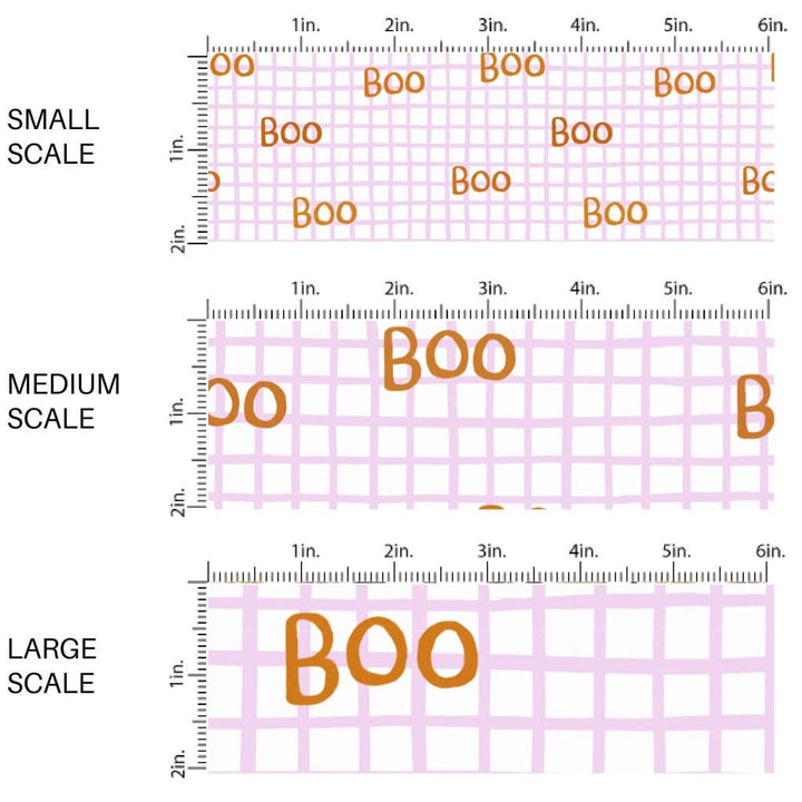 Boo on Lilac Grid Fabric By The Yard