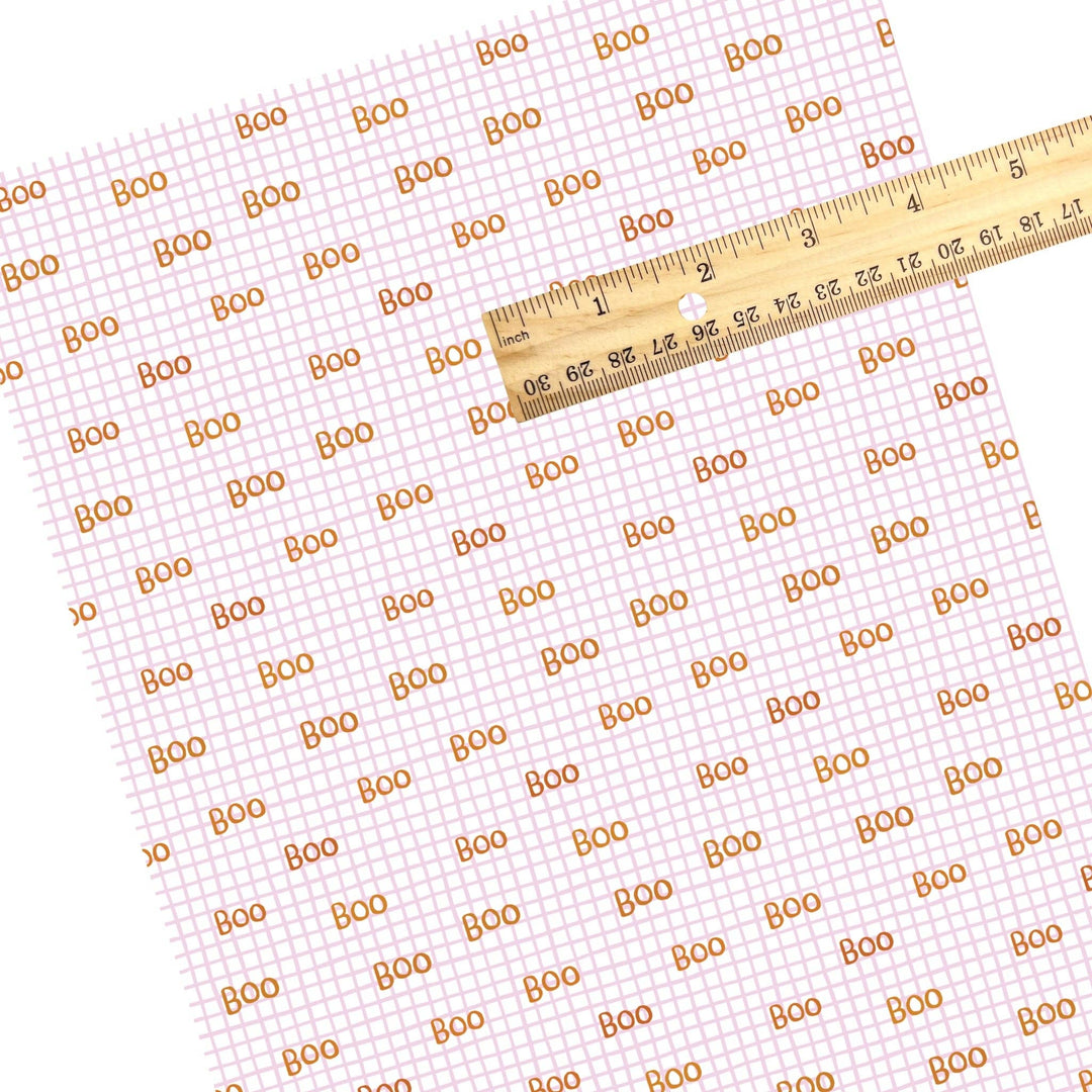 Boo on Lilac Grid Faux Leather Sheets