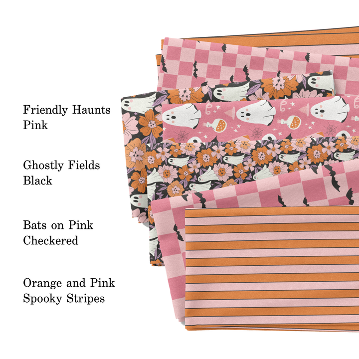 Bats on Pink Checkered Fabric By The Yard