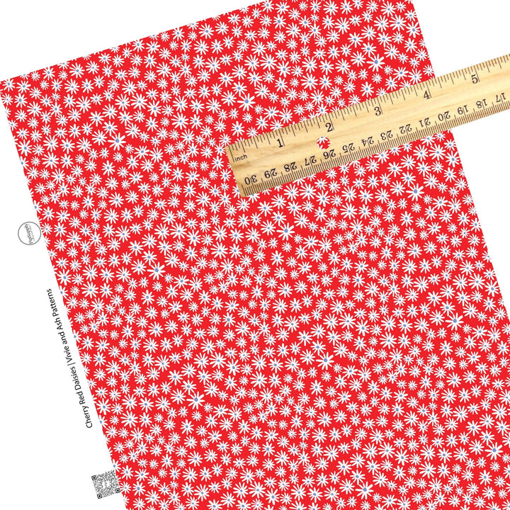 Cherry Red Daisies Faux Leather Sheets