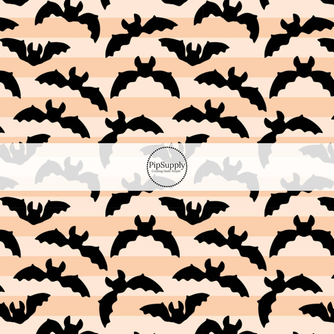 Bats on Orange Stripe Fabric By The Yard