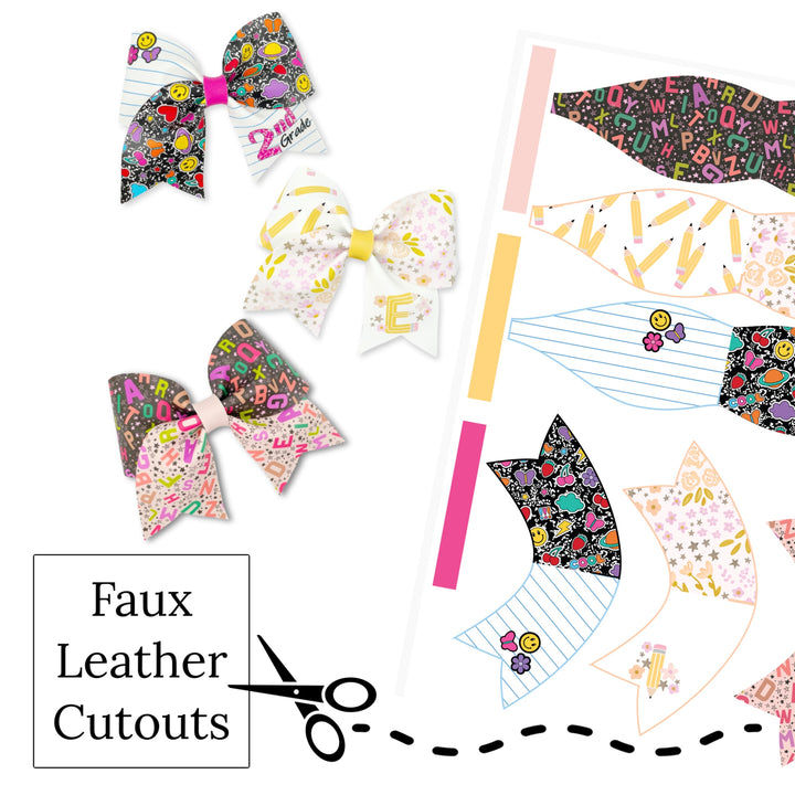 Three too cool for school twirl faux leather DIY hair bows.