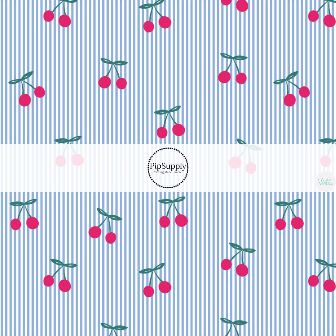 Cherry Pinstripe Fabric By The Yard