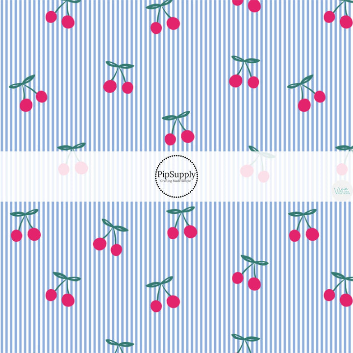 Cherry Pinstripe Fabric By The Yard