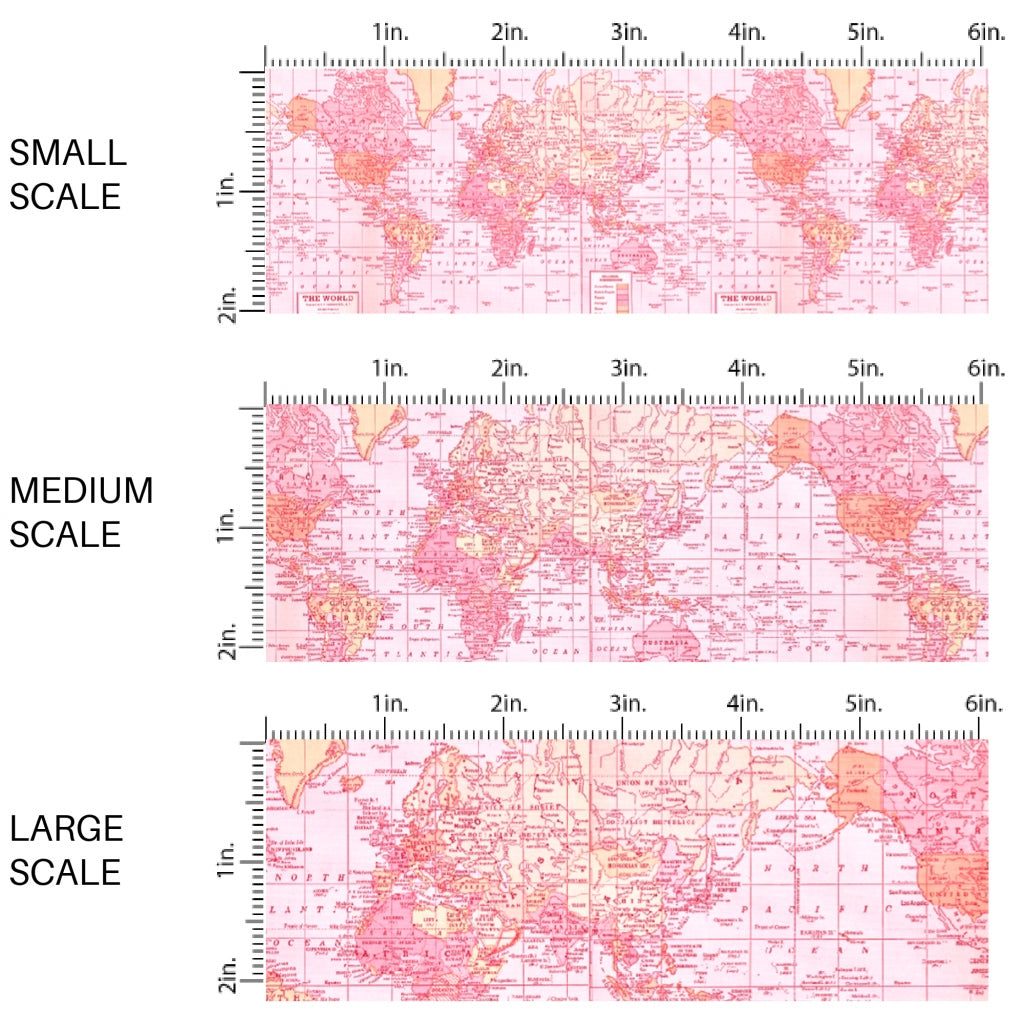 These travel themed fabric by the yard features pink vintage map pattern. This fun pattern fabric can be used for all your sewing and crafting needs!