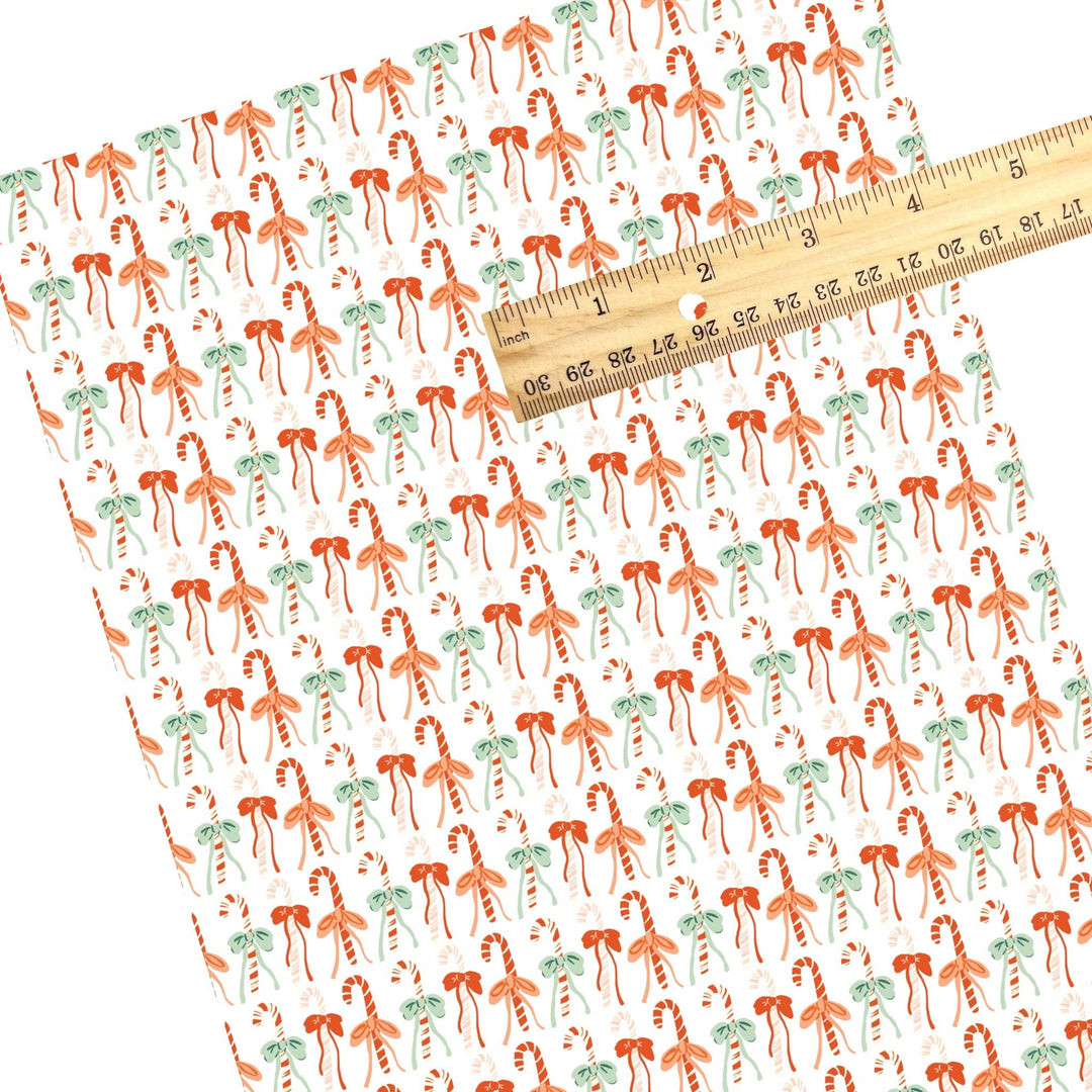 Candy Canes and Bows Faux Leather Sheets