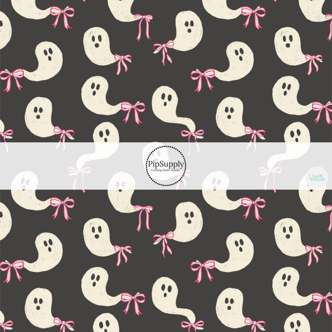Charcoal Bow Tail Ghosts Fabric By The Yard