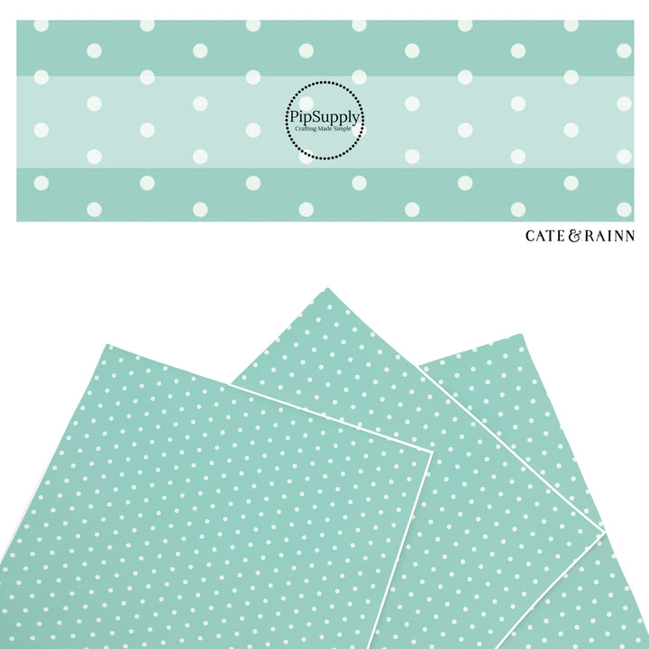 These dot themed faux leather sheets contain the following design elements: aqua dots pattern. Our CPSIA compliant faux leather sheets or rolls can be used for all types of crafting projects.
