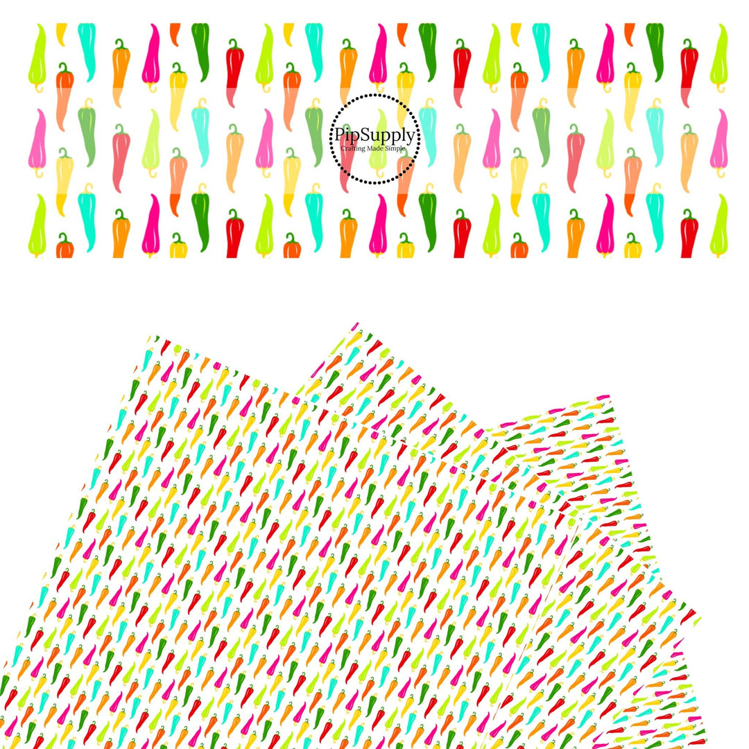 Bright Hot Chili Peppers Faux Leather Sheets