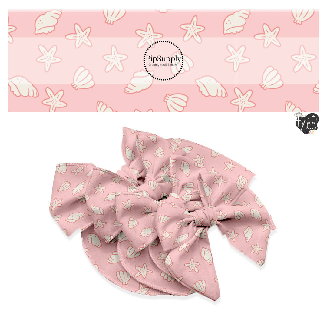 Baby Pink Mermaid Shells Hair Bow Strips