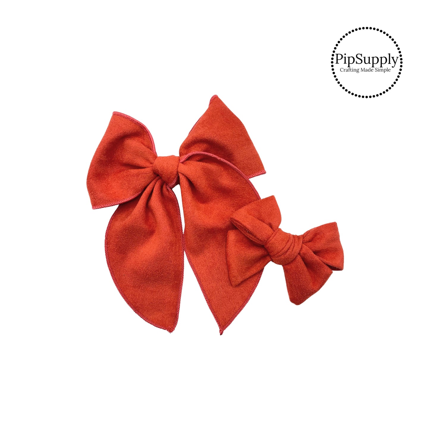 Fire Orange Soft Faux Suede Hair Bow Strips