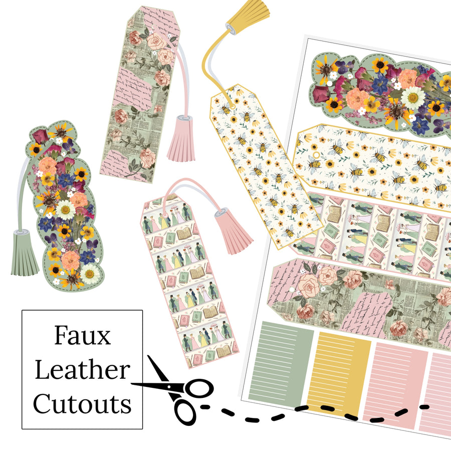 These floral bookmark faux leather cutout sheets are perfect for any book lover. These cutouts will need to be cut and assembled.