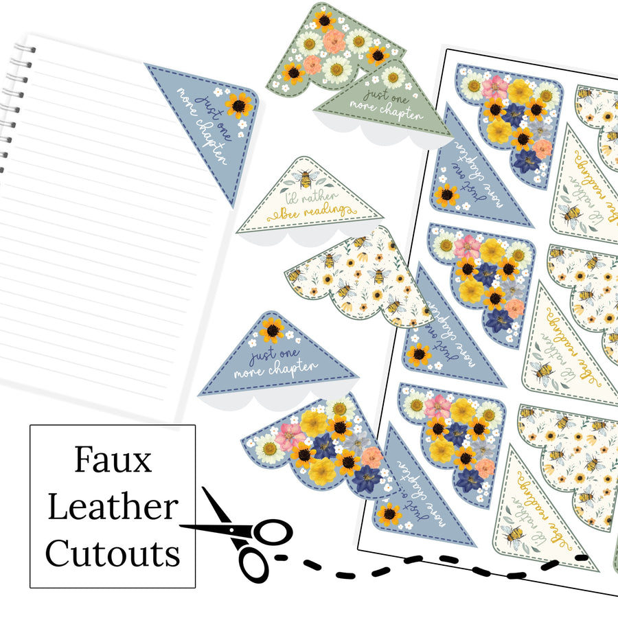 These floral heirloom book corner tab faux leather cutout sheets are perfect for any book lover. These cutouts will need to be cut and assembled.