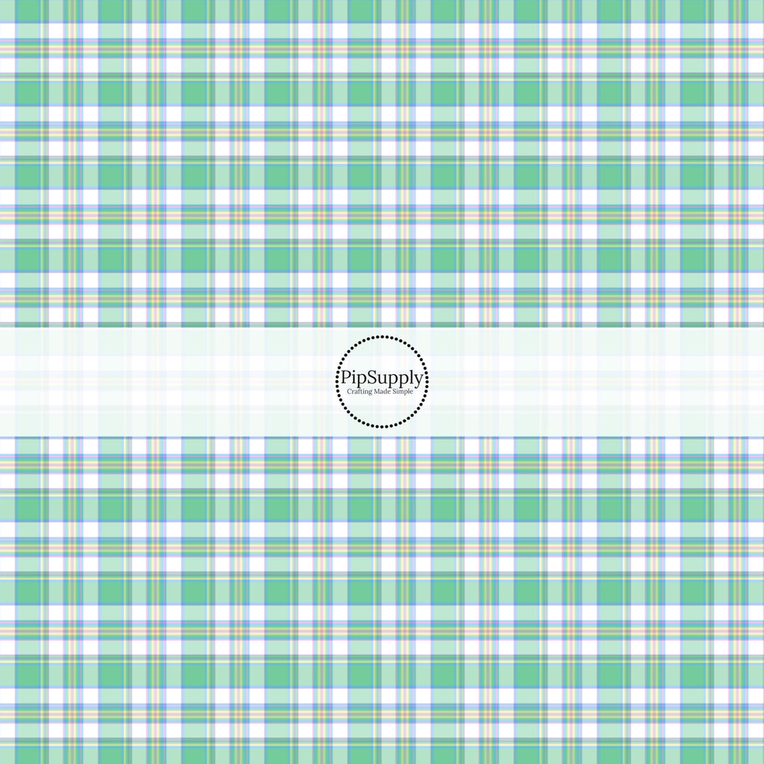 These spring themed no sew bow strips can be easily tied and attached to a clip for a finished hair bow. These festive bow strips are great for personal use or to sell. These bow strips feature the following design elements: green spring tartan pattern.