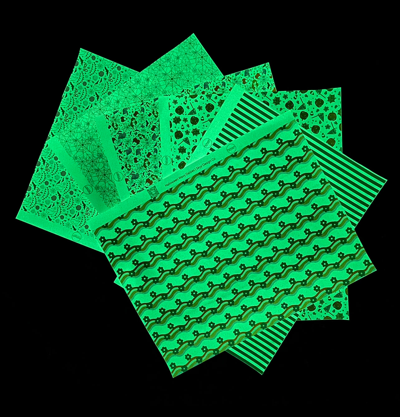 Glow in the Dark Heart Webs Faux Leather Sheets