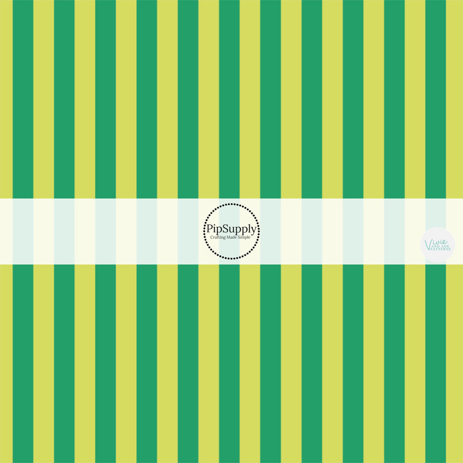 Green and Lime Striped Fabric by the Yard.