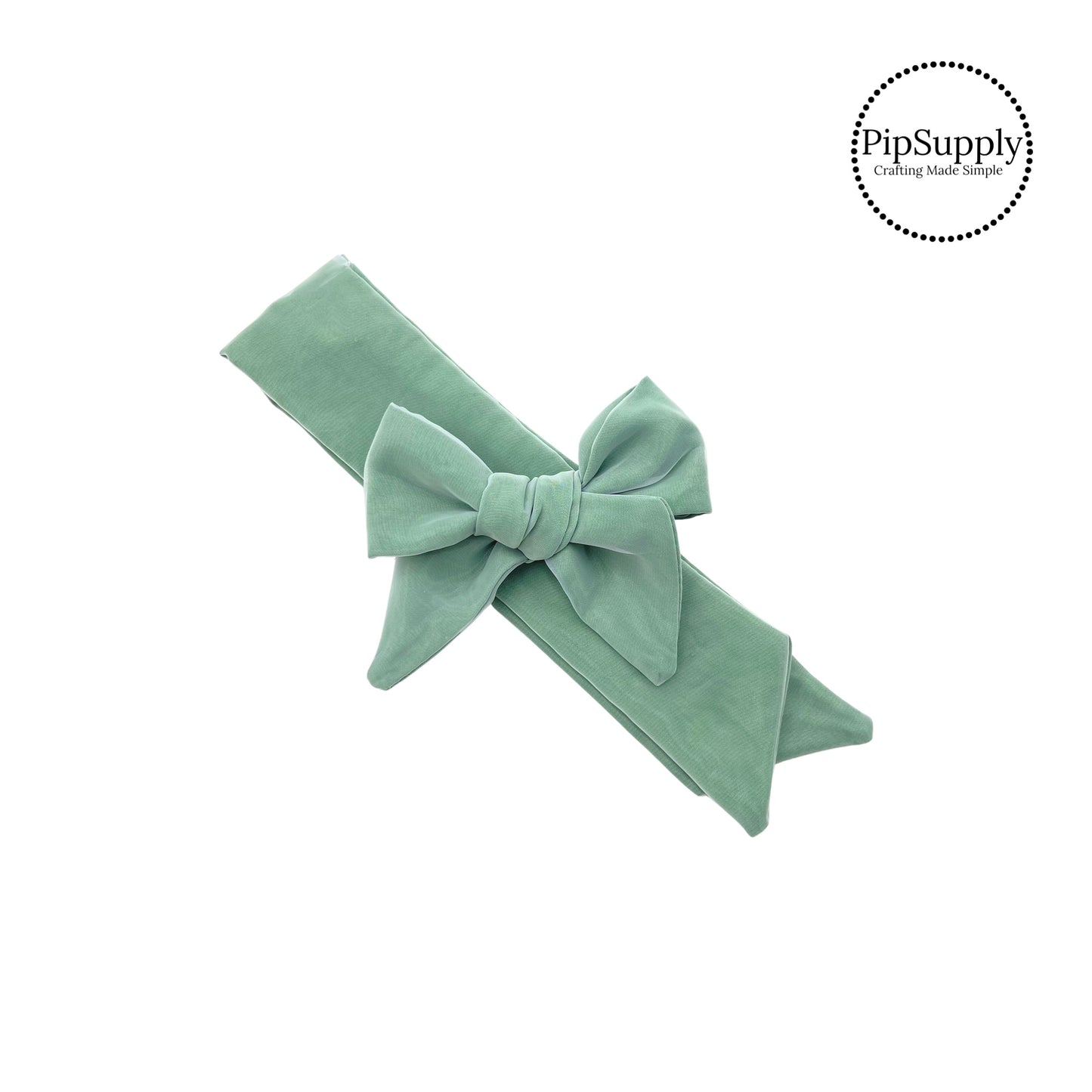 solid green organza hair bow strip