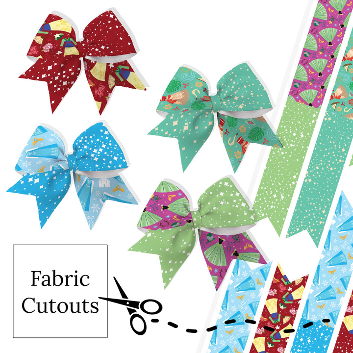 These princess themed neoprene cheer bows can be quickly cut and assembled for a trendy bow. They're ideal for easy at-home styling, individual use, or even resale. Get creative and add a splash of color to your look with these low-maintenance bows.