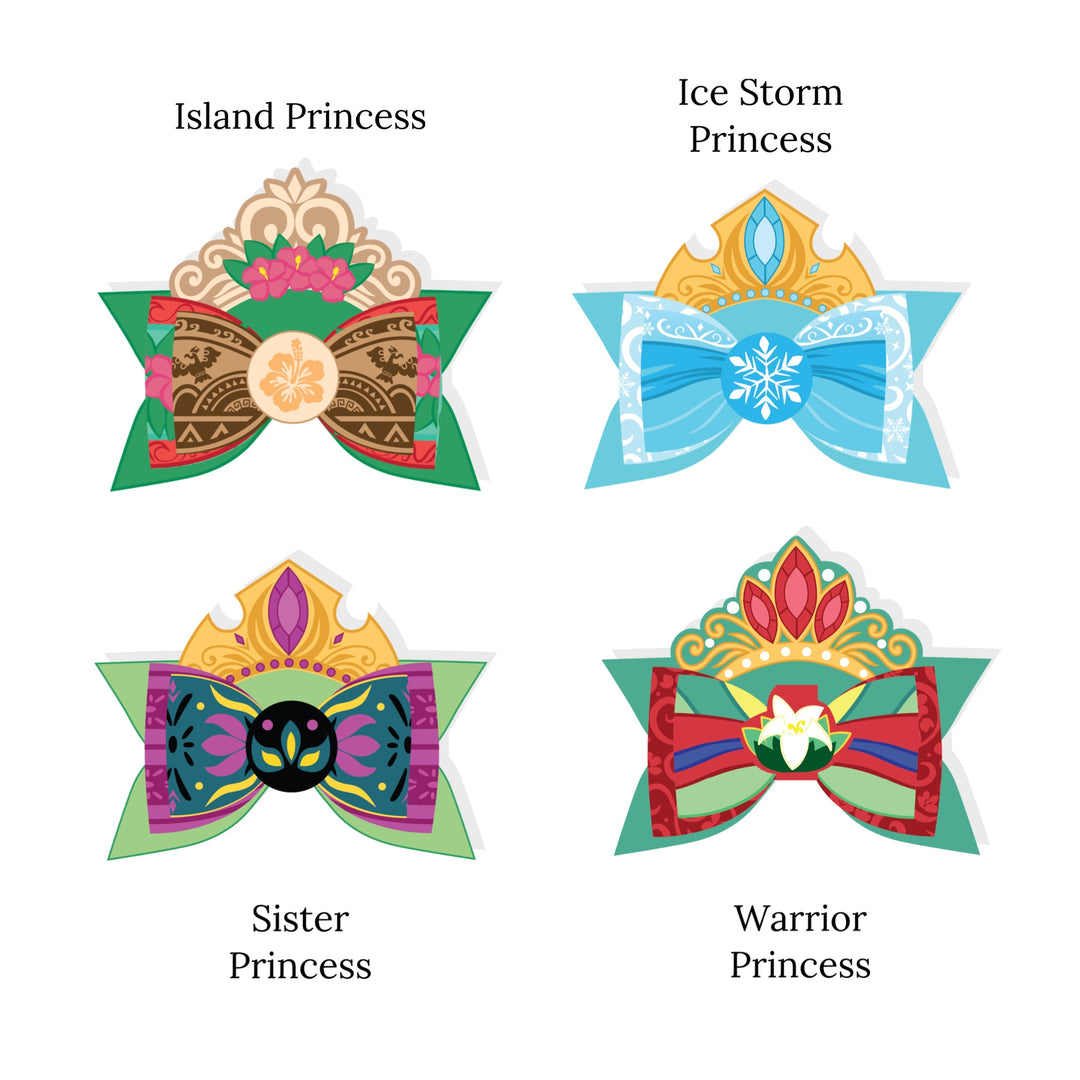 These princess crown themed layered faux leather bows are ready to cut and assemble for many craft projects. These patterned cutouts can be used to make a hair bow, headband, banner, photo props, scrapbook, party or classroom decorations, bulletin board trim or anything creative!