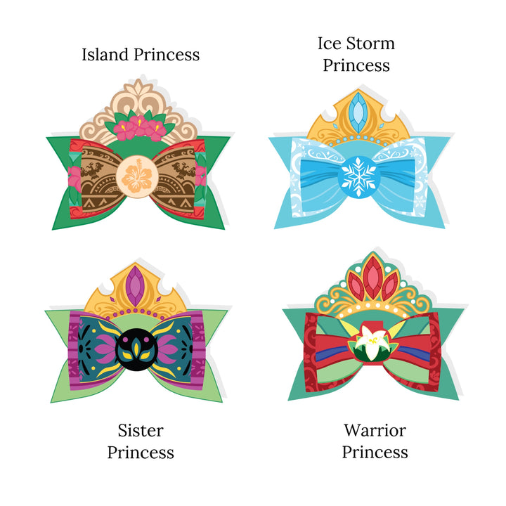 These princess crown themed layered faux leather bows are ready to cut and assemble for many craft projects. These patterned cutouts can be used to make a hair bow, headband, banner, photo props, scrapbook, party or classroom decorations, bulletin board trim or anything creative!