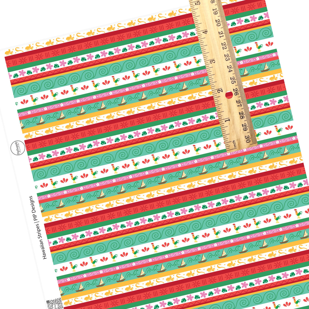 Sailboat, fishhook, chicken, and swirls on stripes faux leather sheets