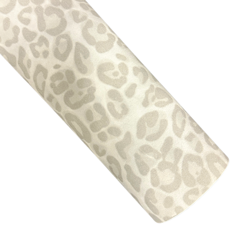 Grey Leopard Suede Vegan Leather
