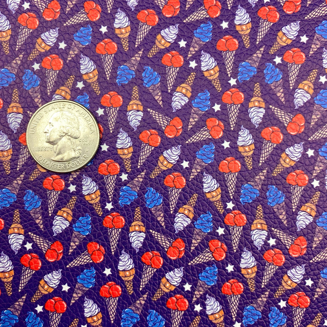 Navy Patriotic Cones Pebbled Vegan Leather