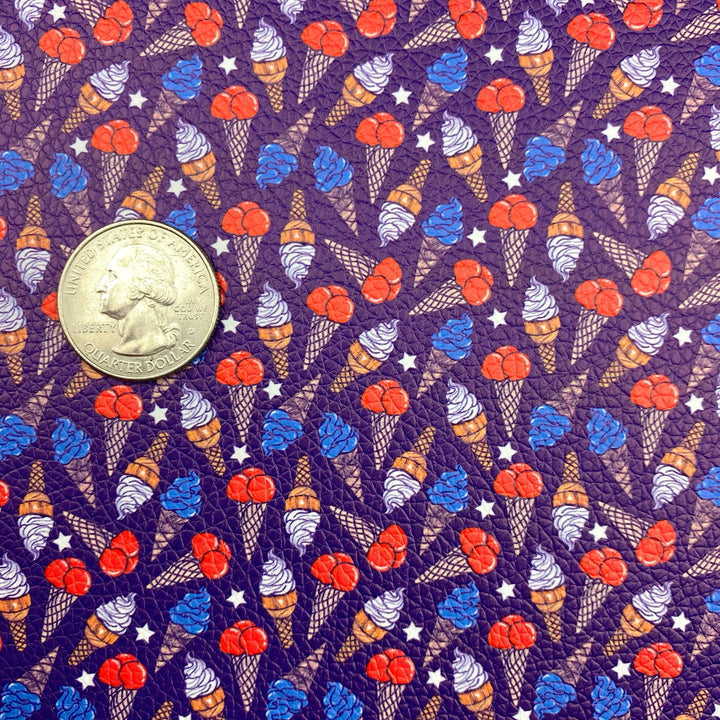 Navy Patriotic Cones Pebbled Vegan Leather