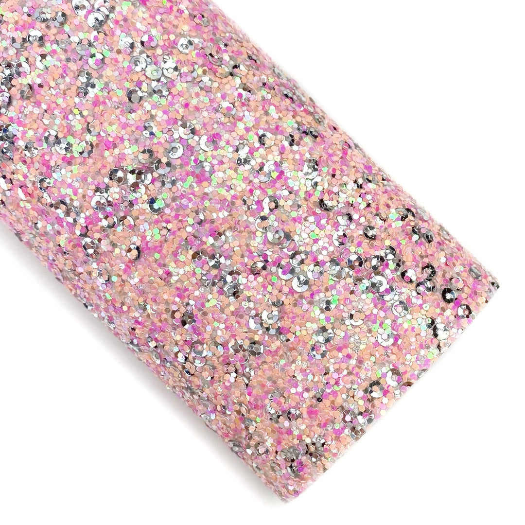 Sunkissed Pink Sequins Chunky Glitter Faux Leather Sheets