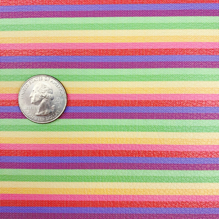 Fruit Stripe Rainbow Seersucker Vegan Leather