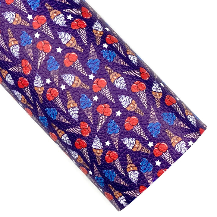Navy Patriotic Cones Pebbled Vegan Leather