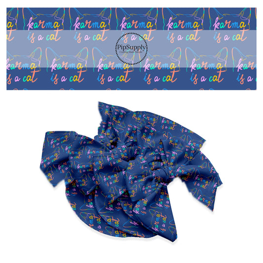 These Taylor inspired themed no sew bow strips can be easily tied and attached to a clip for a finished hair bow. These concert themed patterned bow strips are great for personal use or to sell. These bow strips feature the following phrase "Karma Is A Cat"