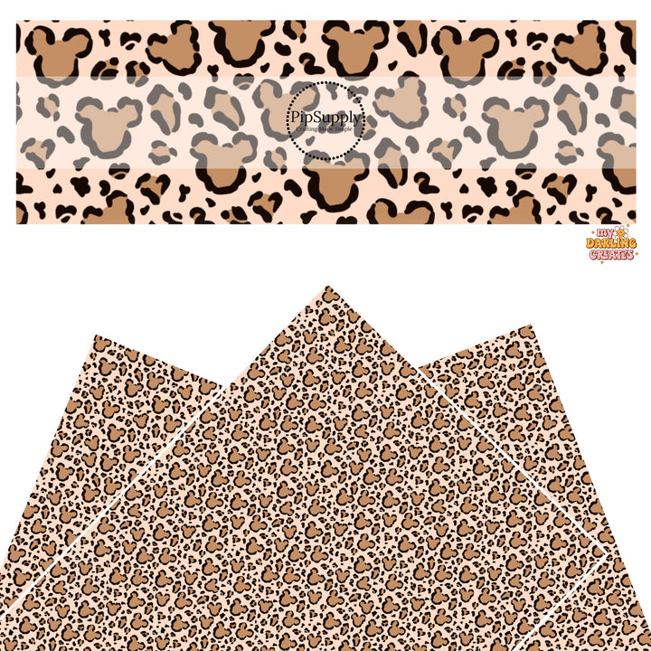 These mouse themed faux leather sheets contain the following design elements: brown leopard mouse pattern. Our CPSIA compliant faux leather sheets or rolls can be used for all types of crafting projects.
