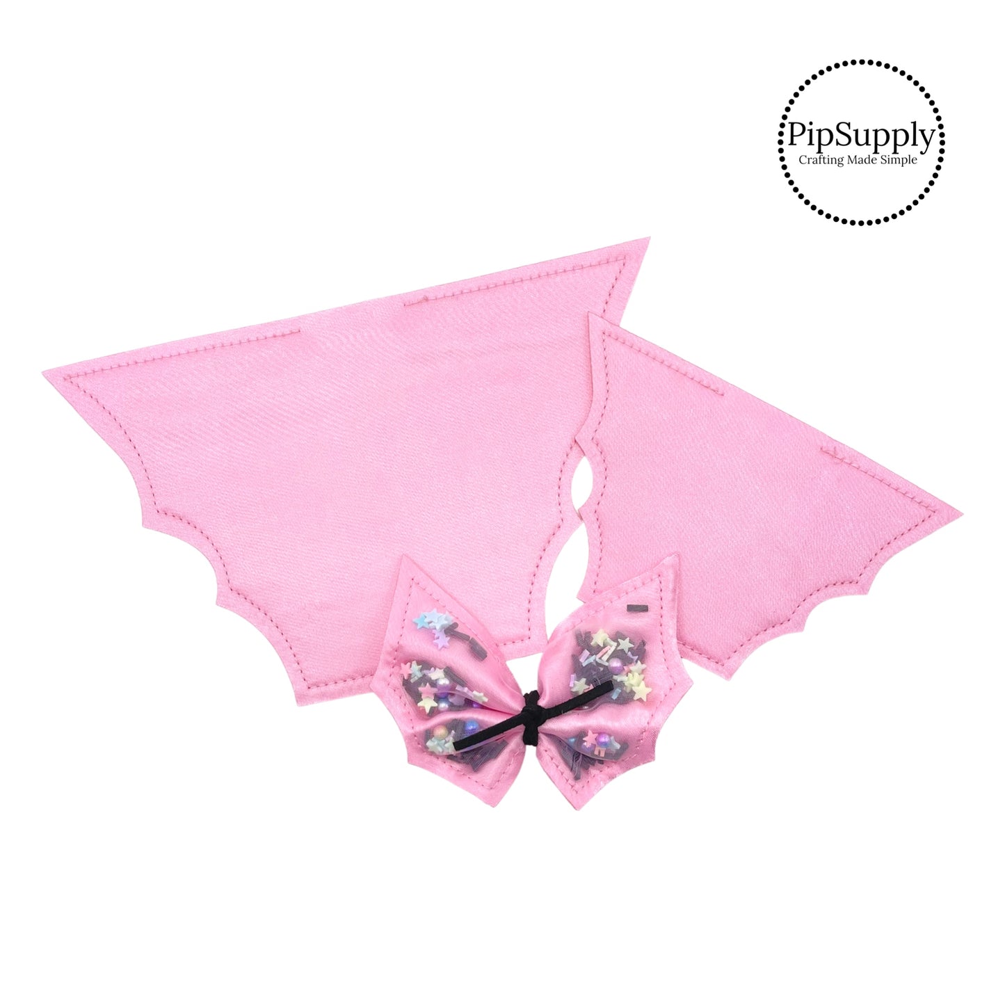 Light Pink Bat Shaped Fillable Shaker Hair Bows