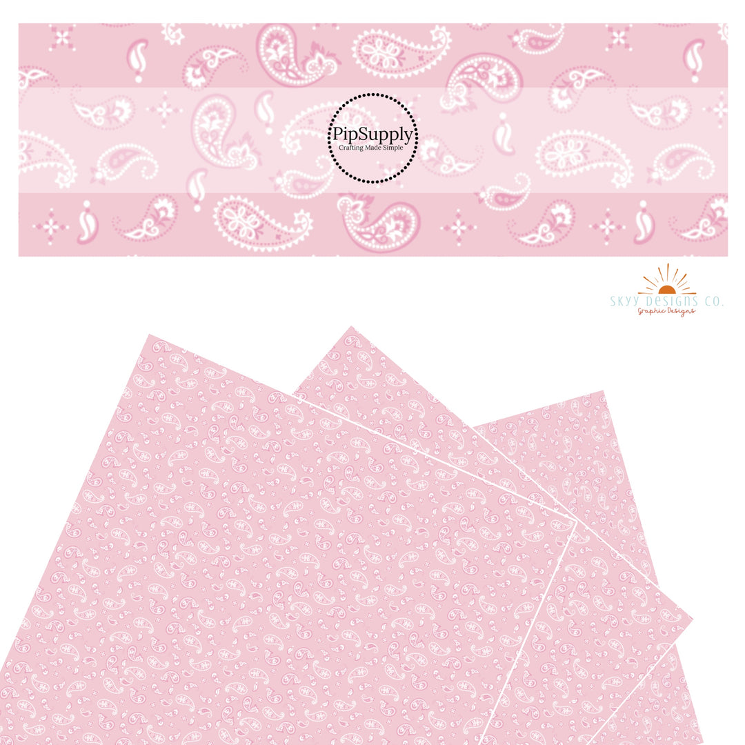 Light pink bandana pattern western themed faux leather sheet.